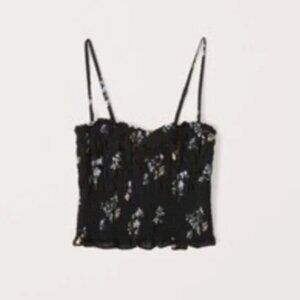 Abercrombie Ruched Tank Top in Black Floral (size M)